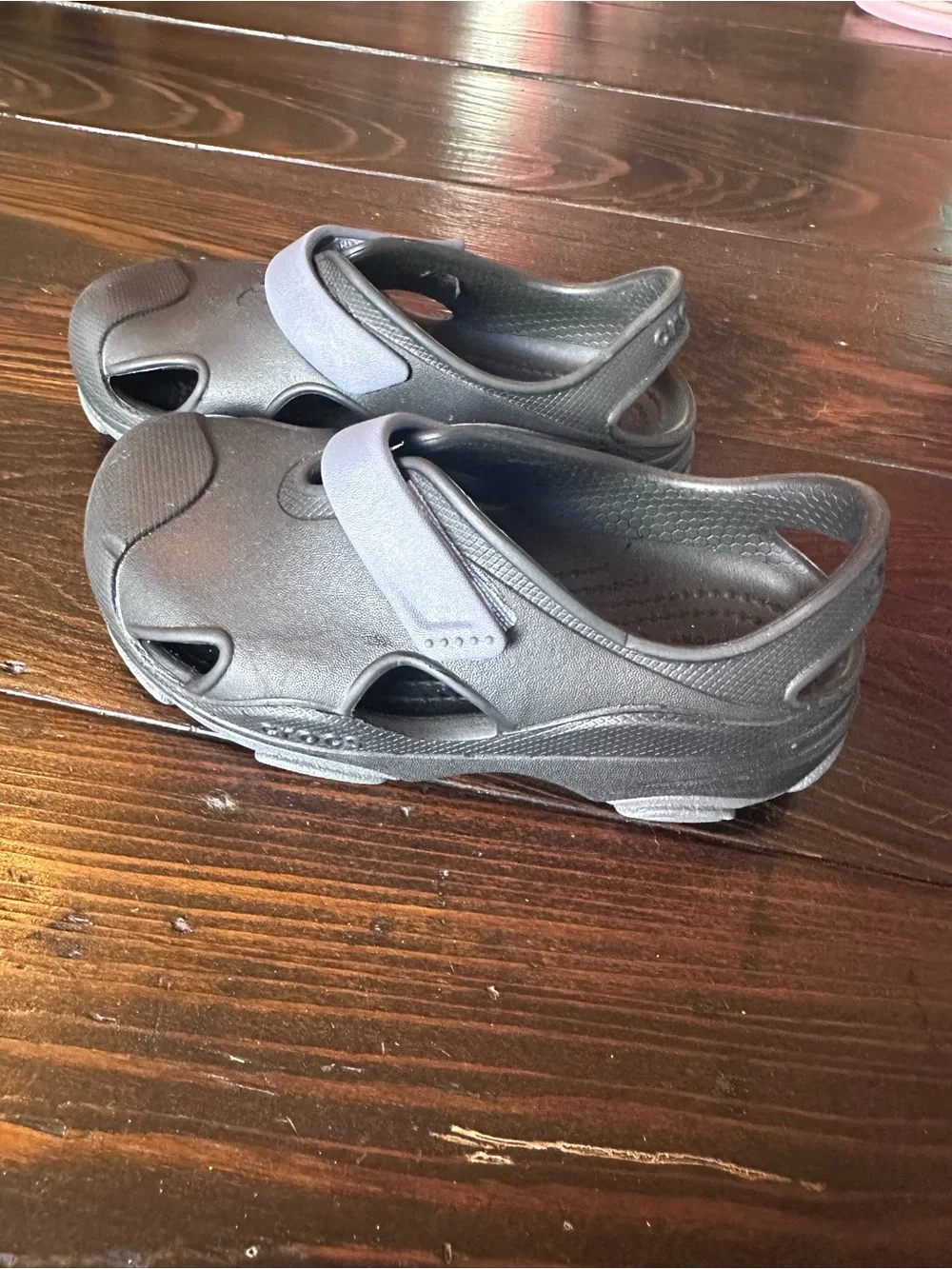 Crocs Kids' All Terrain Fisherman Sandals Black with Grey Strap